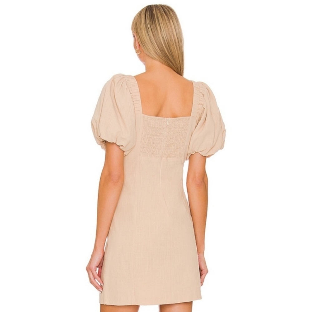 REVOLVE SNDYS Tuscany Cotton Mini Puff Sleeve Dress In Oat - Picture 2 of 9